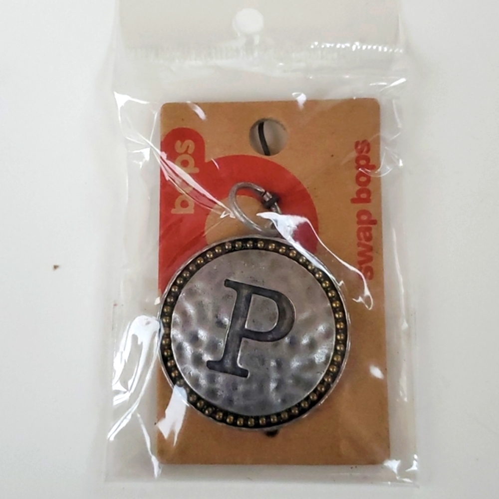 Boutique Swap Bops Adornment Charm Large Circle P Any Necklace or Bracelet